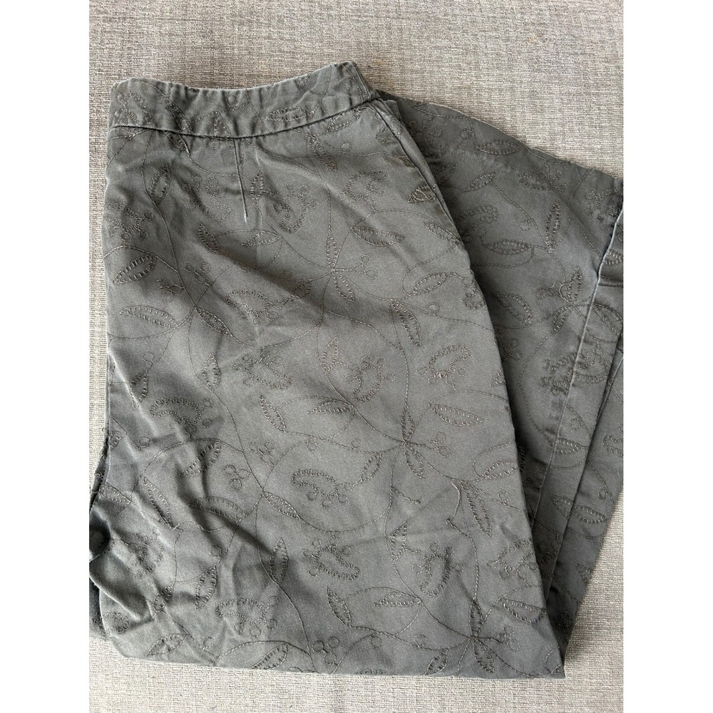Goblincore Nine & Company Women's‎ Olive Embroidered Capris Grunge Boho Utillity
